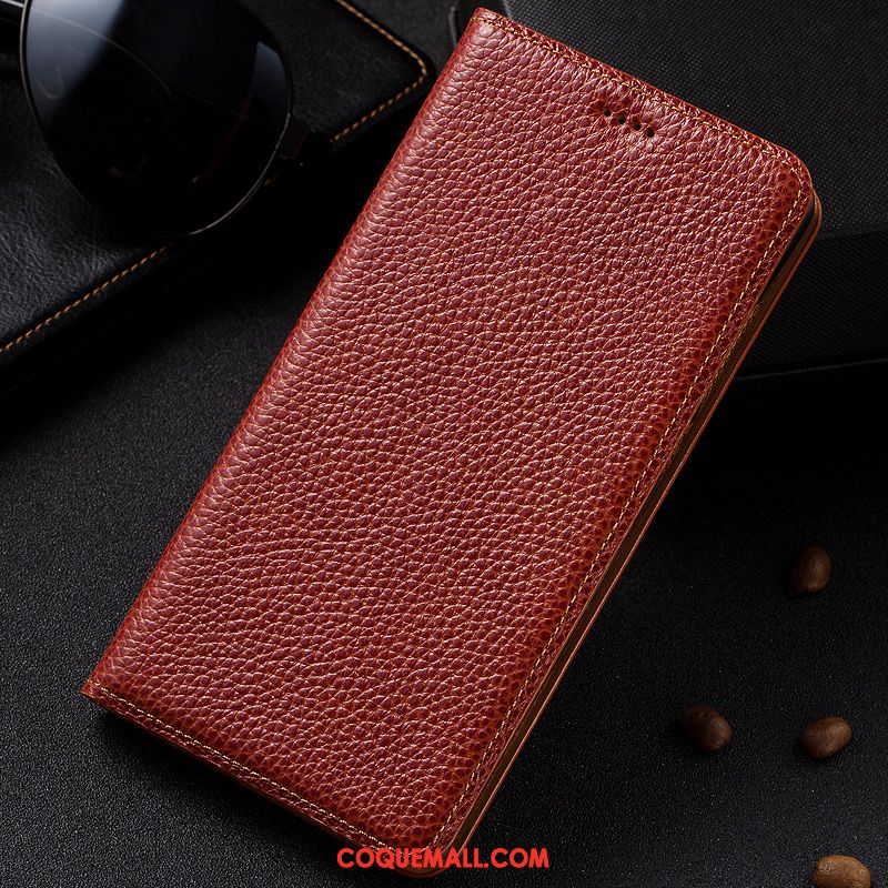 Étui Samsung Galaxy A20s Cuir Véritable Incassable Litchi, Coque Samsung Galaxy A20s Tout Compris Modèle Fleurie Braun