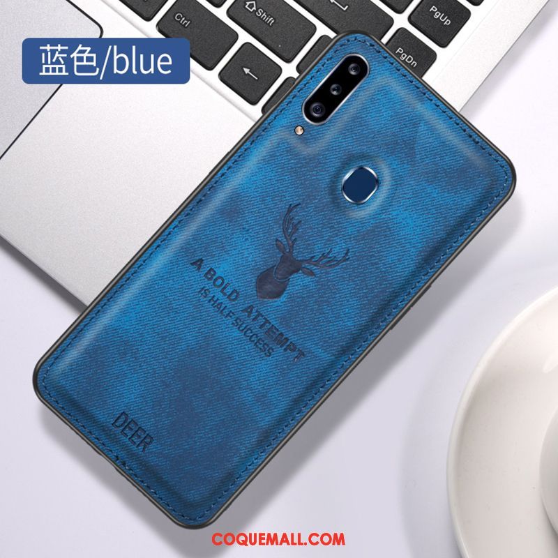 Étui Samsung Galaxy A20s Fluide Doux Bleu Étoile, Coque Samsung Galaxy A20s Incassable Personnalité