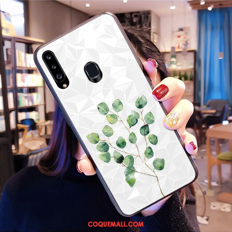 Étui Samsung Galaxy A20s Fluide Doux Vert Vintage, Coque Samsung Galaxy A20s Point D'onde Personnalité