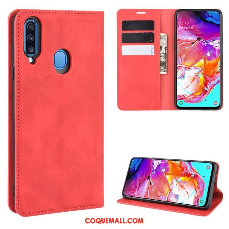 Étui Samsung Galaxy A20s Tout Compris Protection En Cuir, Coque Samsung Galaxy A20s Étoile Rouge