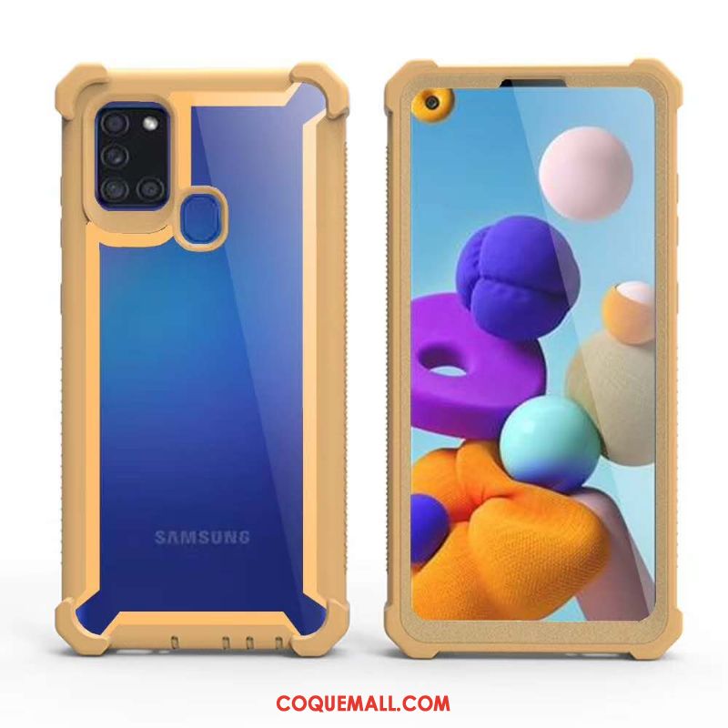 Étui Samsung Galaxy A21s Ballon Europe Incassable, Coque Samsung Galaxy A21s Jaune Étoile