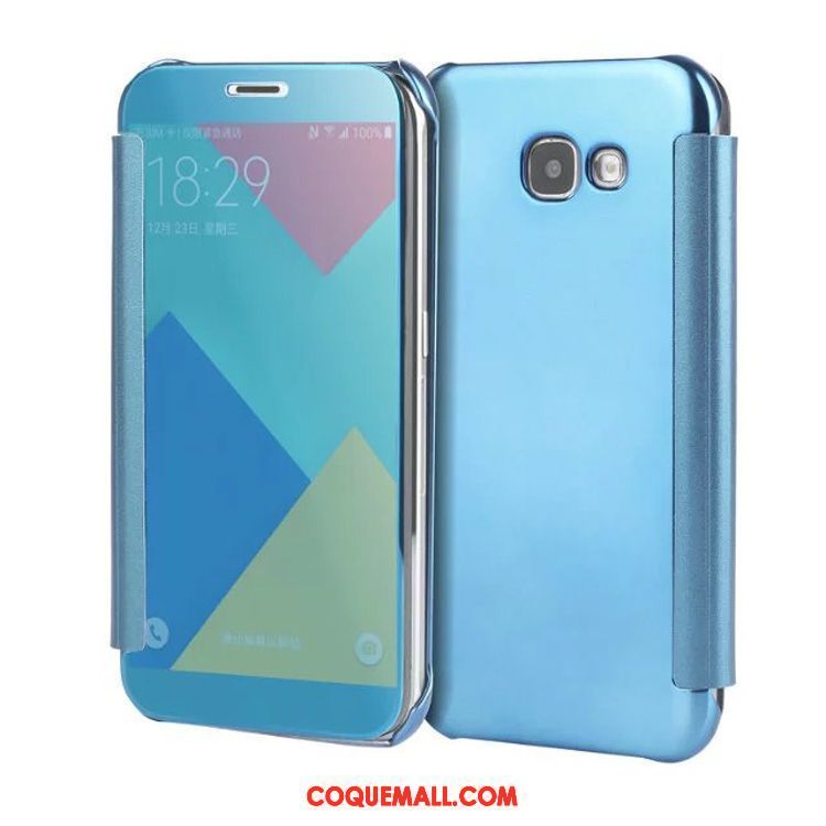 Étui Samsung Galaxy A3 2017 Dormance Miroir Bleu, Coque Samsung Galaxy A3 2017 Difficile Téléphone Portable