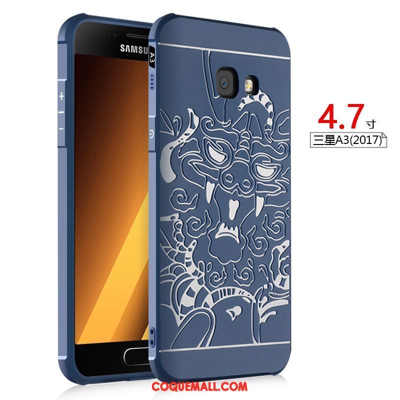 Étui Samsung Galaxy A3 2017 Étoile Téléphone Portable Fluide Doux, Coque Samsung Galaxy A3 2017 Silicone Bleu