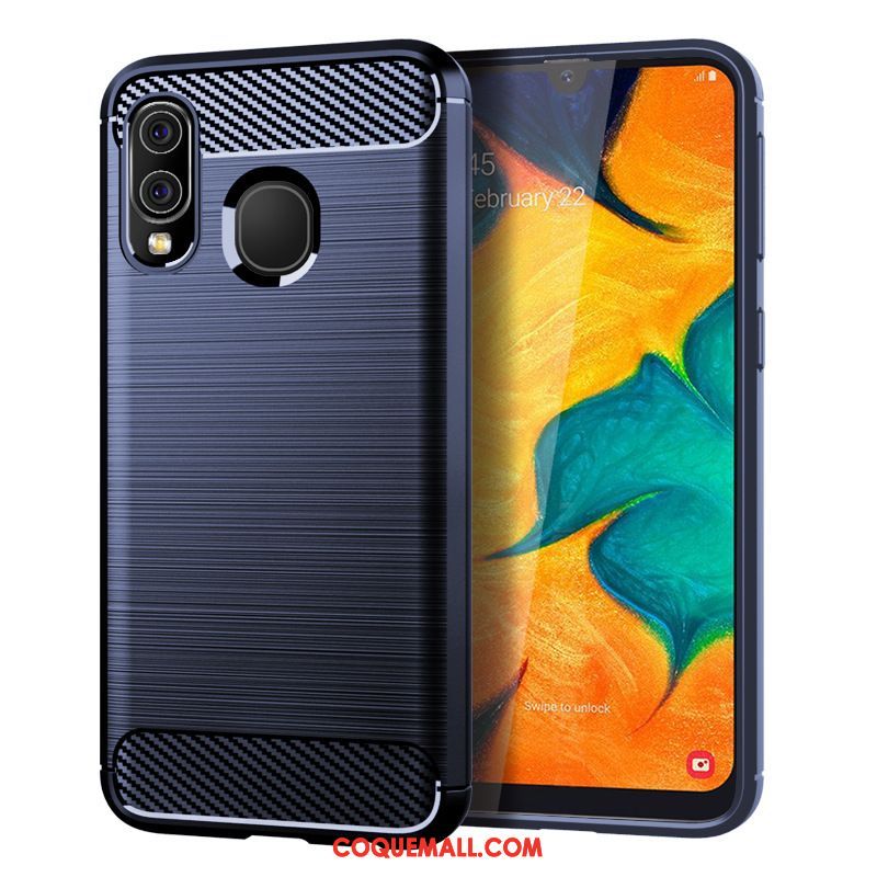 Étui Samsung Galaxy A40 Modèle Fleurie Fibre Silicone, Coque Samsung Galaxy A40 Bleu Étoile