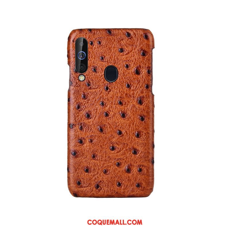 Étui Samsung Galaxy A40s Luxe Étoile Cuir Véritable, Coque Samsung Galaxy A40s Modèle Fleurie Couvercle Arrière Braun