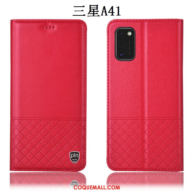 Étui Samsung Galaxy A41 Incassable Rouge Étoile, Coque Samsung Galaxy A41 Protection Tout Compris