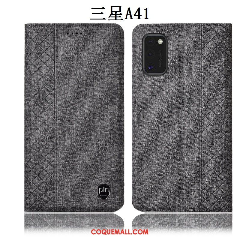 Étui Samsung Galaxy A41 Lin Tout Compris En Cuir, Coque Samsung Galaxy A41 Étoile Téléphone Portable