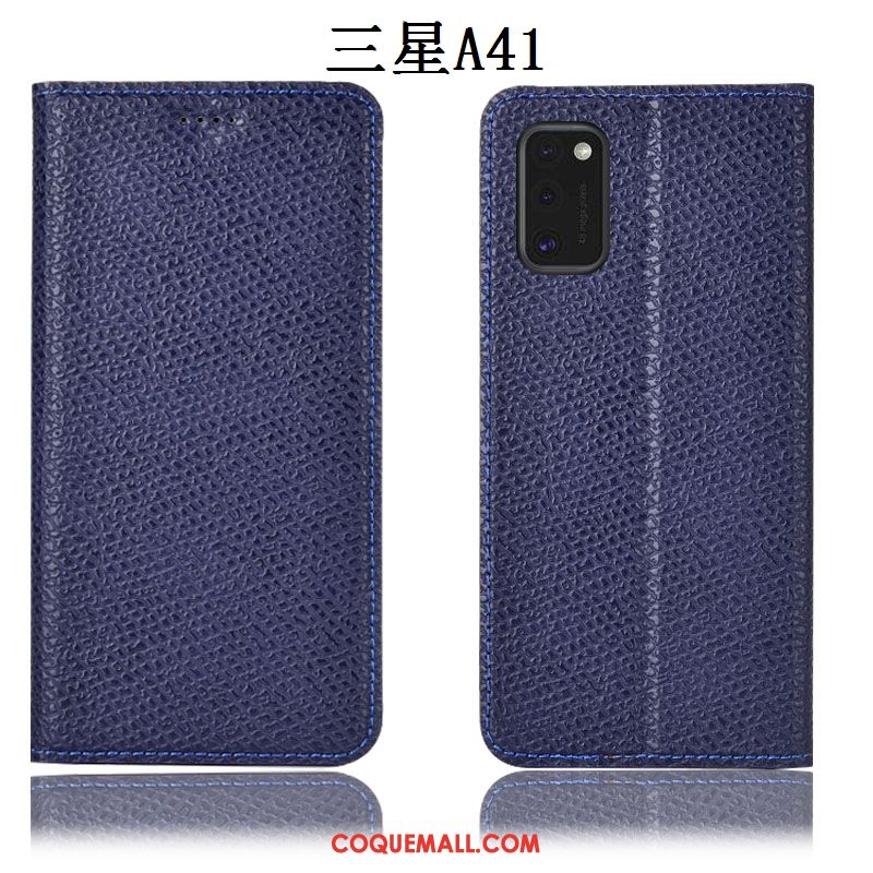 Étui Samsung Galaxy A41 Étoile Incassable Mesh, Coque Samsung Galaxy A41 Bleu Marin Téléphone Portable