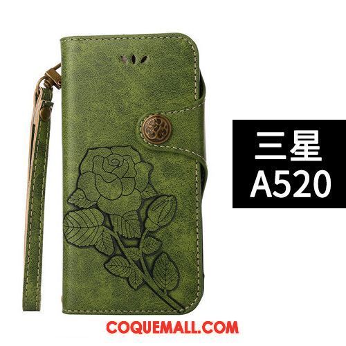 Étui Samsung Galaxy A5 2017 Business Portefeuille Étui En Cuir, Coque Samsung Galaxy A5 2017 Vert Étoile