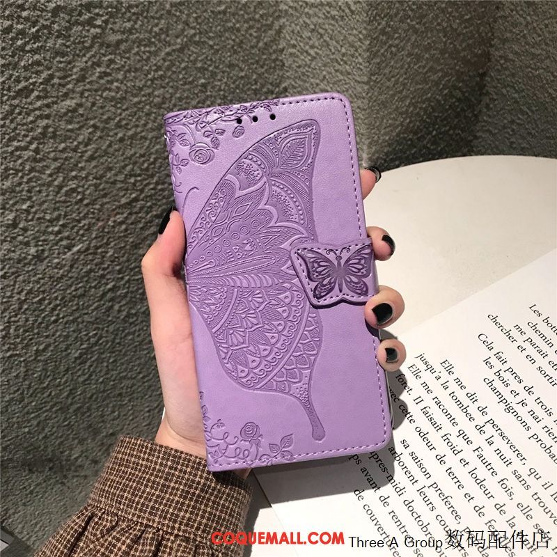 Étui Samsung Galaxy A50 En Cuir Personnalité Incassable, Coque Samsung Galaxy A50 Créatif Violet