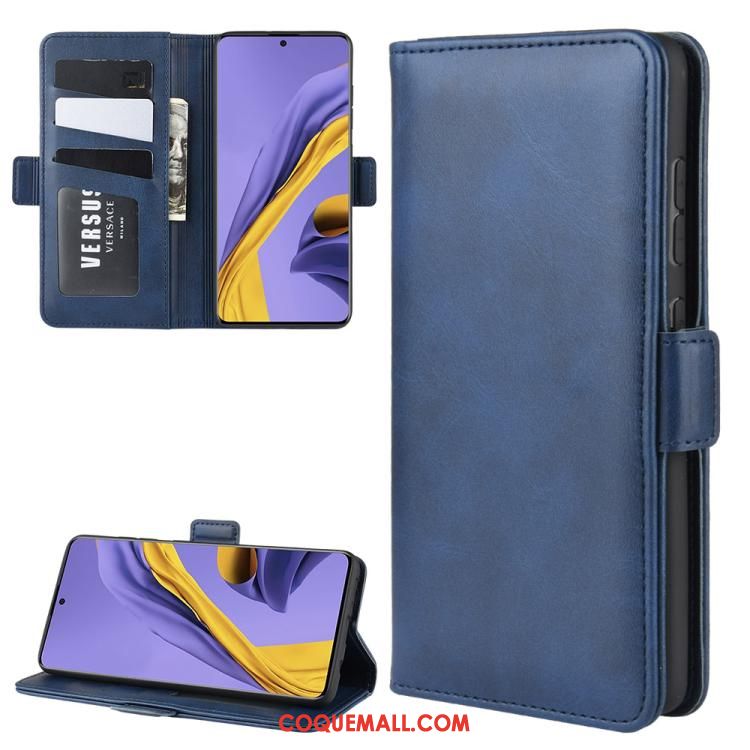 Étui Samsung Galaxy A51 Business Incassable Support, Coque Samsung Galaxy A51 Une Agrafe Bleu