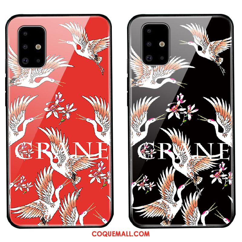 Étui Samsung Galaxy A51 Style Chinois Incassable Noir, Coque Samsung Galaxy A51 Britanique Verre