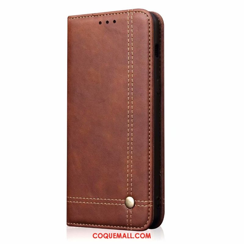 Étui Samsung Galaxy A51 Téléphone Portable Tempérer En Cuir, Coque Samsung Galaxy A51 Étoile Marron