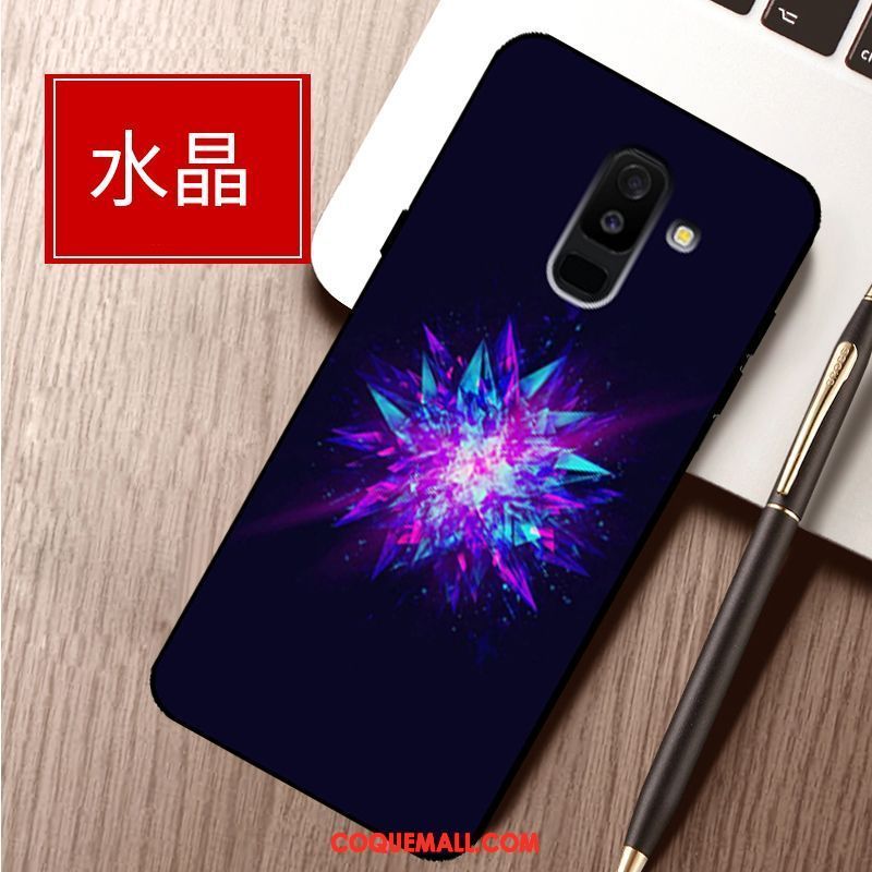 Étui Samsung Galaxy A6+ Bleu Incassable Étoile, Coque Samsung Galaxy A6+ Tendance Téléphone Portable