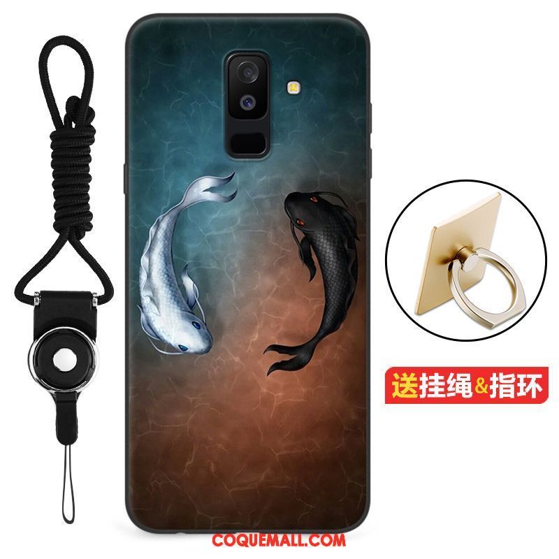 Étui Samsung Galaxy A6+ Créatif Bleu Anneau, Coque Samsung Galaxy A6+ Étoile Incassable