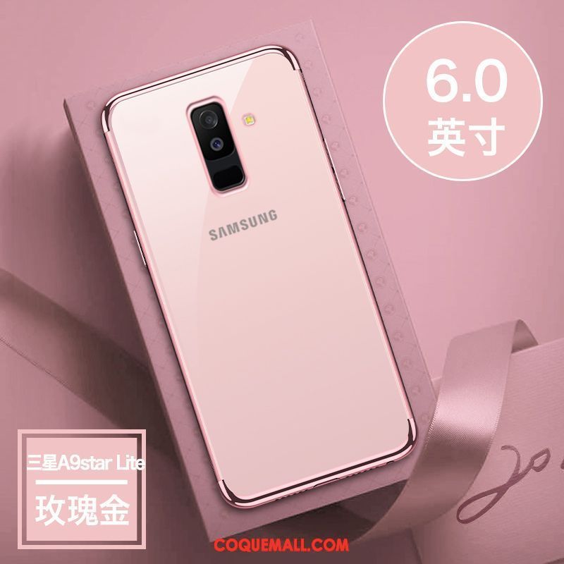 Étui Samsung Galaxy A6+ Légère Transparent Rose, Coque Samsung Galaxy A6+ Fluide Doux Étoile