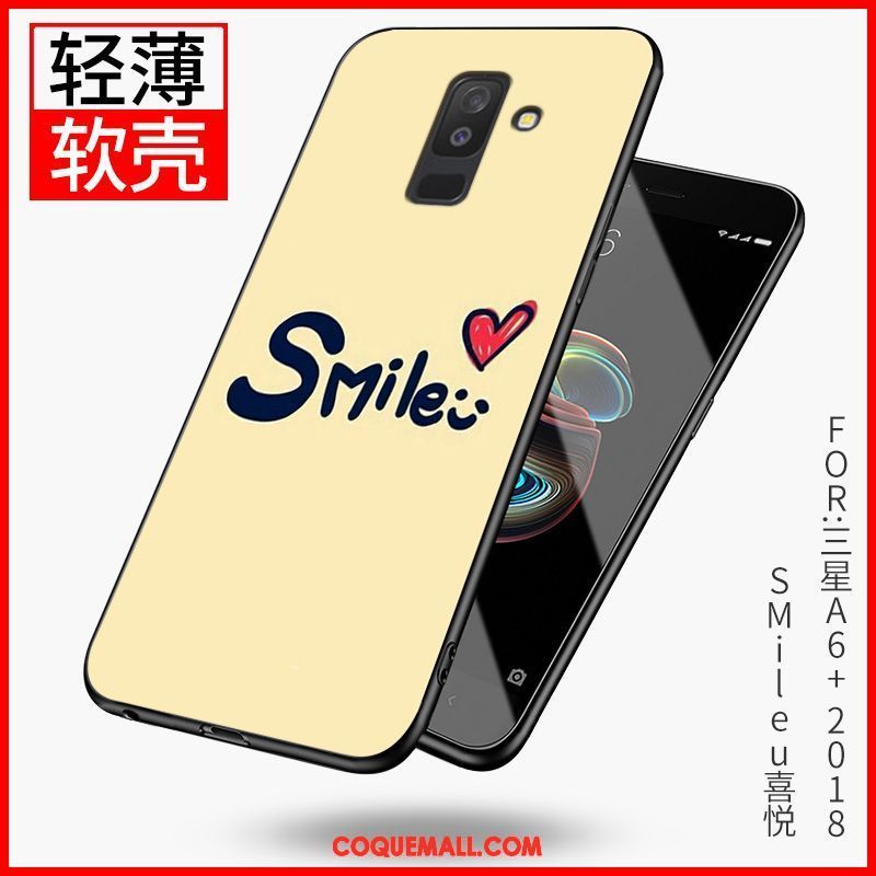 Étui Samsung Galaxy A6+ Étoile Sakura Jaune, Coque Samsung Galaxy A6+ Protection Net Rouge