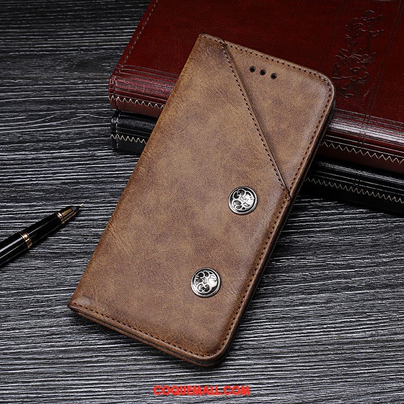 Étui Samsung Galaxy A6+ Étui En Cuir Téléphone Portable Étoile, Coque Samsung Galaxy A6+ Vintage Incassable Braun