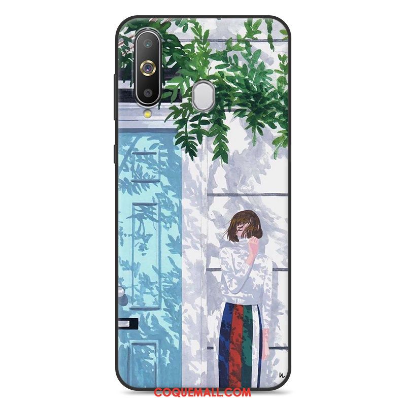 Étui Samsung Galaxy A60 Fluide Doux Vert Personnalité, Coque Samsung Galaxy A60 Étoile Frais