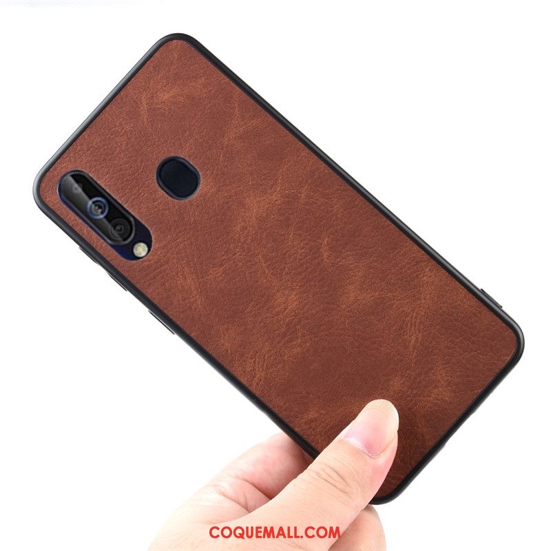 Étui Samsung Galaxy A60 Téléphone Portable Vintage Marron, Coque Samsung Galaxy A60 Protection Étoile