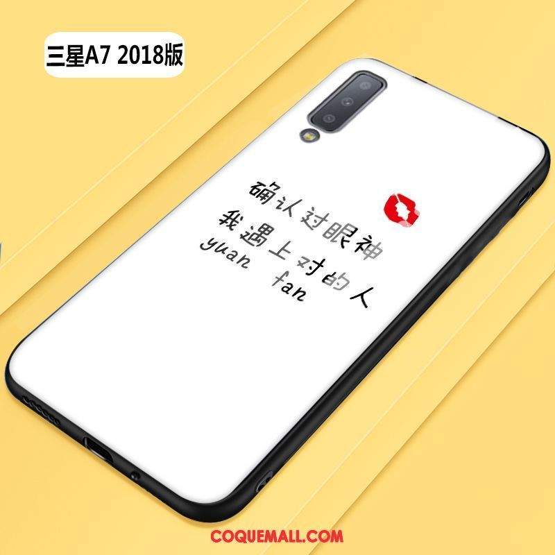 Étui Samsung Galaxy A7 2018 Blanc Amoureux Net Rouge, Coque Samsung Galaxy A7 2018 Protection Tout Compris