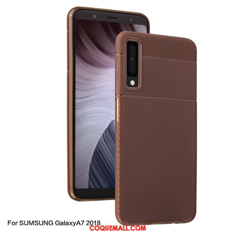 Étui Samsung Galaxy A7 2018 Créatif Délavé En Daim Fluide Doux, Coque Samsung Galaxy A7 2018 Marron Protection