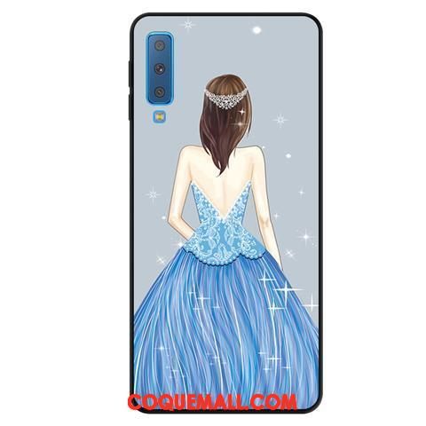 Étui Samsung Galaxy A7 2018 Délavé En Daim Protection Étoile, Coque Samsung Galaxy A7 2018 Fluide Doux Téléphone Portable