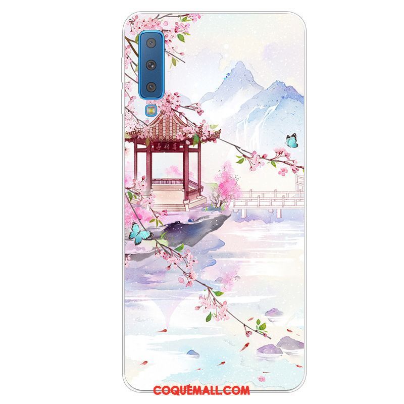 Étui Samsung Galaxy A7 2018 Incassable Rose Téléphone Portable, Coque Samsung Galaxy A7 2018 Étoile Protection