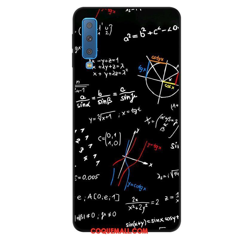 Étui Samsung Galaxy A7 2018 Téléphone Portable Noir Simple, Coque Samsung Galaxy A7 2018 Petit Protection