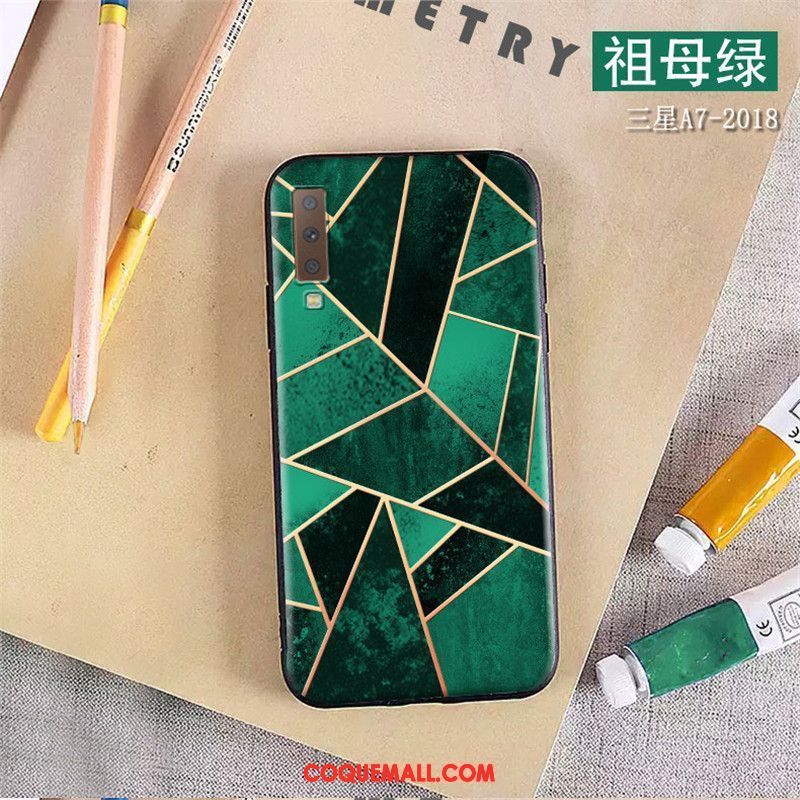 Étui Samsung Galaxy A7 2018 Étoile Protection Vert, Coque Samsung Galaxy A7 2018 Silicone Fluide Doux