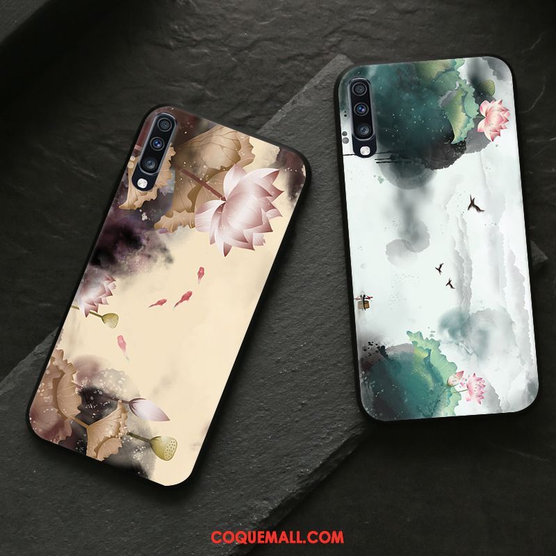 Étui Samsung Galaxy A70 Encre Silicone Téléphone Portable, Coque Samsung Galaxy A70 Paysage Fluide Doux