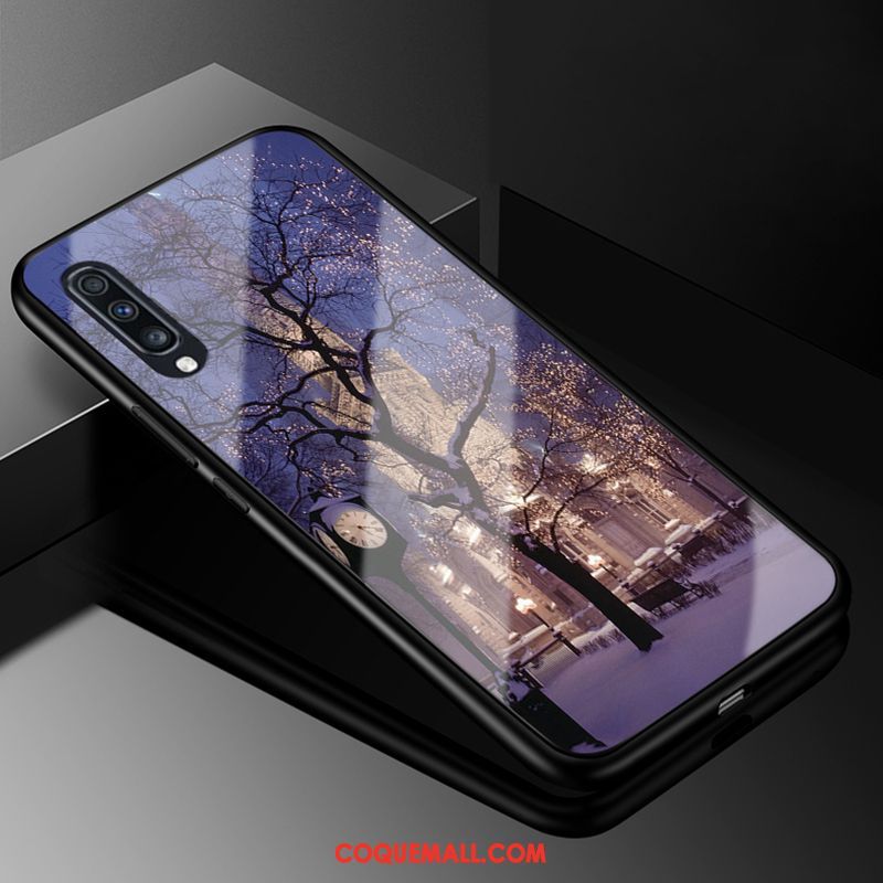 Étui Samsung Galaxy A70 Incassable Téléphone Portable Personnalité, Coque Samsung Galaxy A70 Violet Verre