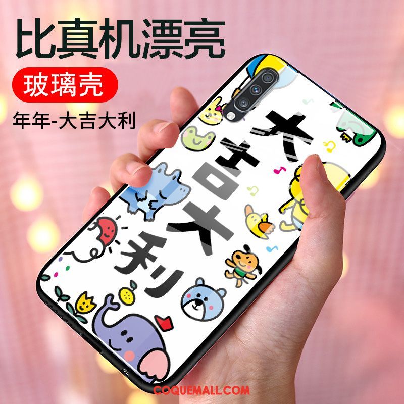 Étui Samsung Galaxy A70 Silicone Incassable Style Chinois, Coque Samsung Galaxy A70 Protection Blanc