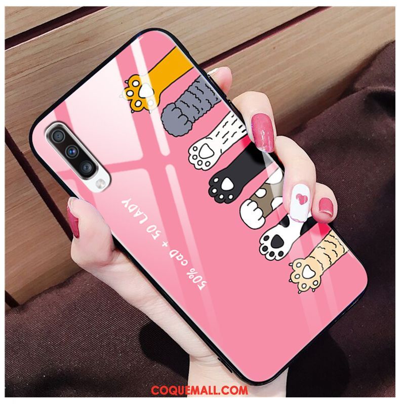 Étui Samsung Galaxy A70 Étoile Marque De Tendance Verre, Coque Samsung Galaxy A70 Charmant Rose