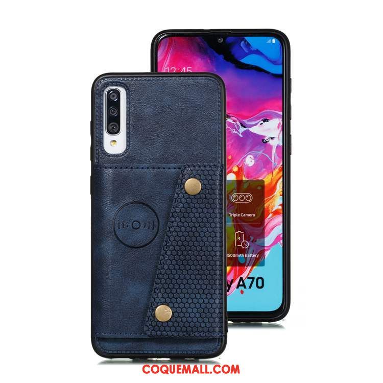 Étui Samsung Galaxy A70s Téléphone Portable Silicone Protection, Coque Samsung Galaxy A70s Bleu En Cuir