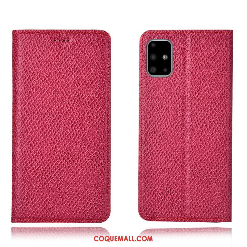 Étui Samsung Galaxy A71 Incassable Rouge Mesh, Coque Samsung Galaxy A71 Téléphone Portable En Cuir