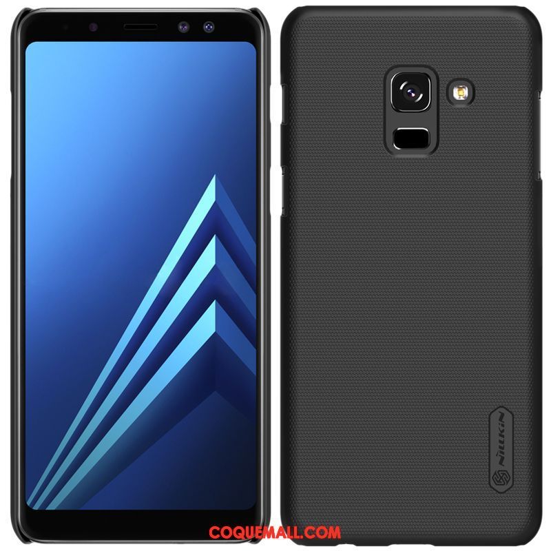 Étui Samsung Galaxy A8 2018 Antidérapant Difficile Délavé En Daim, Coque Samsung Galaxy A8 2018 Noir Étoile