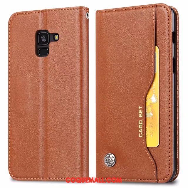 Étui Samsung Galaxy A8 2018 Téléphone Portable Carte Étoile, Coque Samsung Galaxy A8 2018 Clair Étui En Cuir Braun