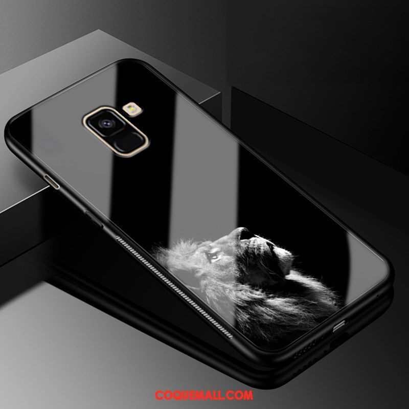 Étui Samsung Galaxy A8 2018 Étoile Noir Personnalité, Coque Samsung Galaxy A8 2018 Protection Verre