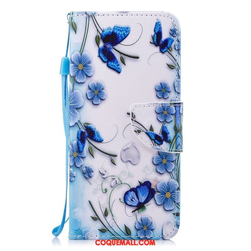 Étui Samsung Galaxy A8 Ornements Suspendus Peinture Bleu, Coque Samsung Galaxy A8 Incassable Fleur