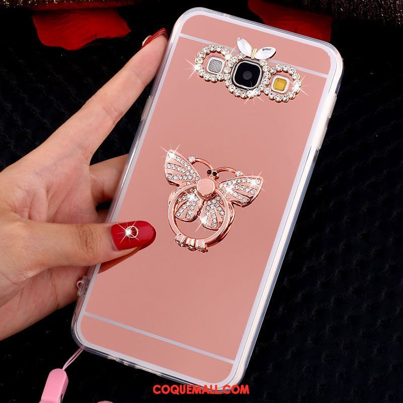 Étui Samsung Galaxy A8 Téléphone Portable Incruster Strass Papillon, Coque Samsung Galaxy A8 Ornements Suspendus Or