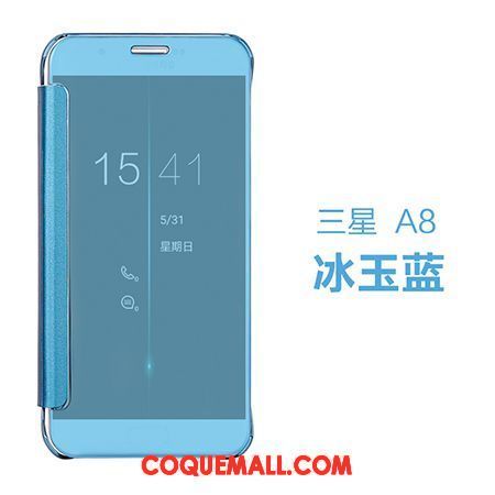 Étui Samsung Galaxy A8 Étoile Bleu Protection, Coque Samsung Galaxy A8 Dragon Miroir