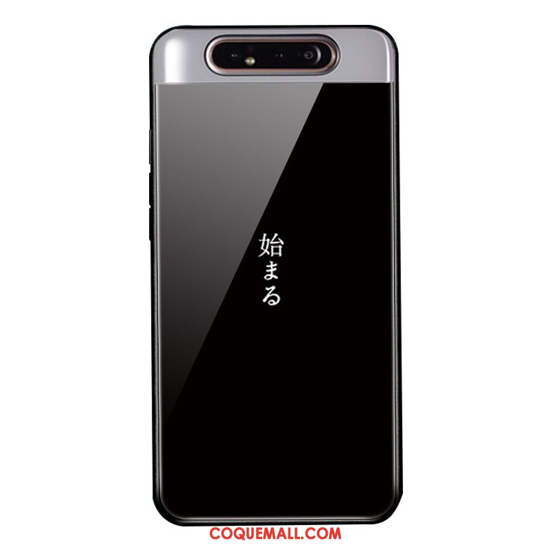 Étui Samsung Galaxy A80 Verre Protection Téléphone Portable, Coque Samsung Galaxy A80 Noir Simple