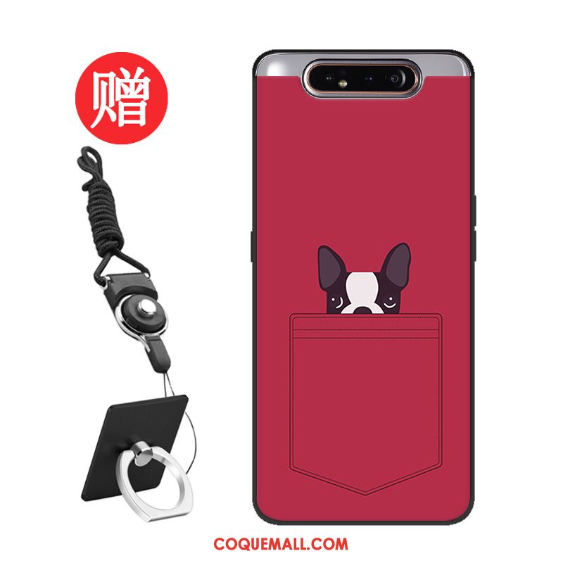 Étui Samsung Galaxy A80 Étoile Téléphone Portable Net Rouge, Coque Samsung Galaxy A80 Protection Modèle