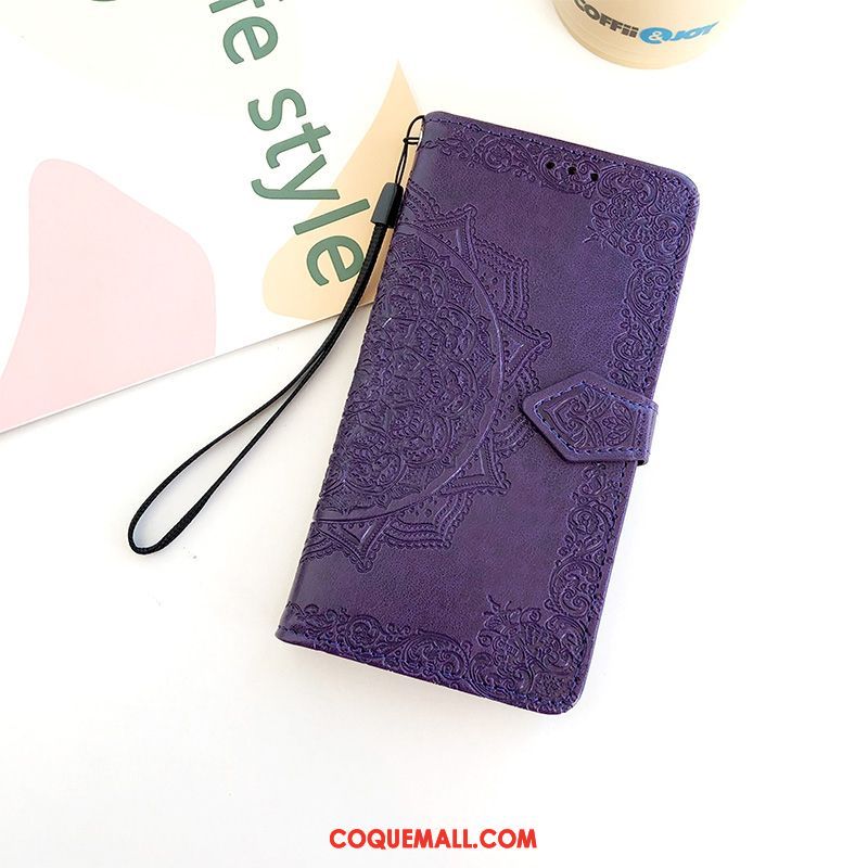 Étui Samsung Galaxy A8s En Cuir Violet Motif, Coque Samsung Galaxy A8s Téléphone Portable Incassable