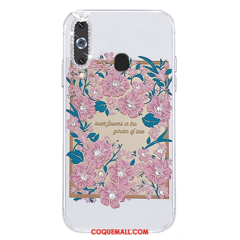 Étui Samsung Galaxy A8s Étoile Fluide Doux Téléphone Portable, Coque Samsung Galaxy A8s Rose Silicone