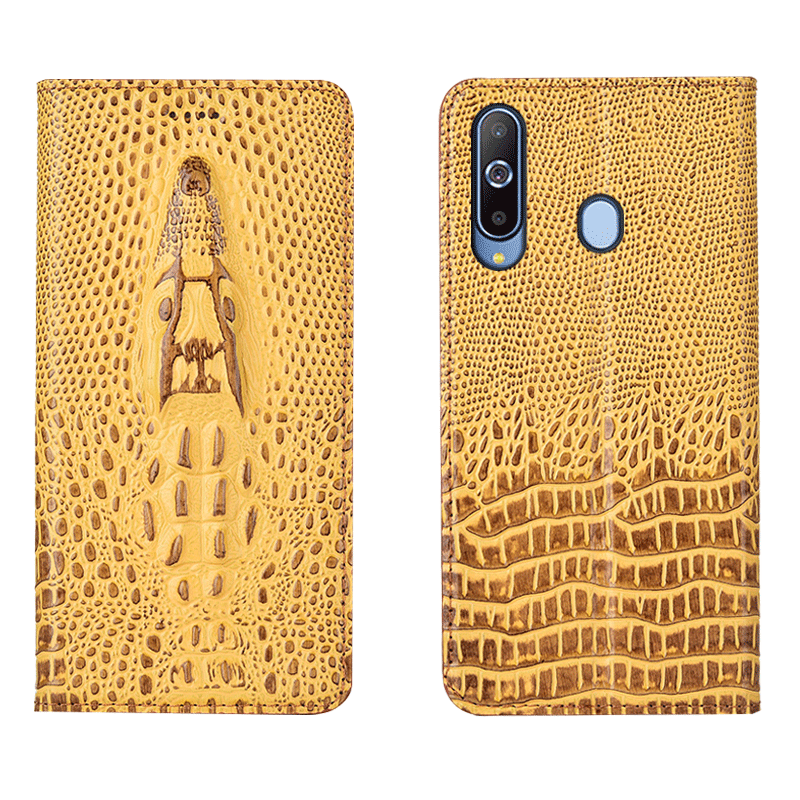 Étui Samsung Galaxy A8s Étoile Jaune Tout Compris, Coque Samsung Galaxy A8s Incassable Cuir Véritable