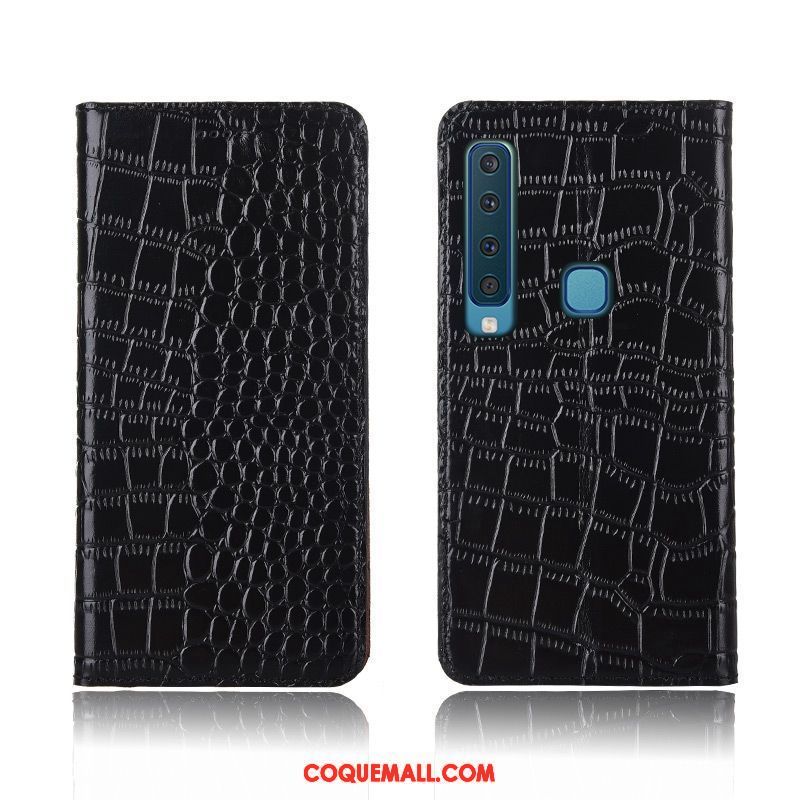 Étui Samsung Galaxy A9 2018 Crocodile Étui En Cuir Téléphone Portable, Coque Samsung Galaxy A9 2018 Noir Nouveau