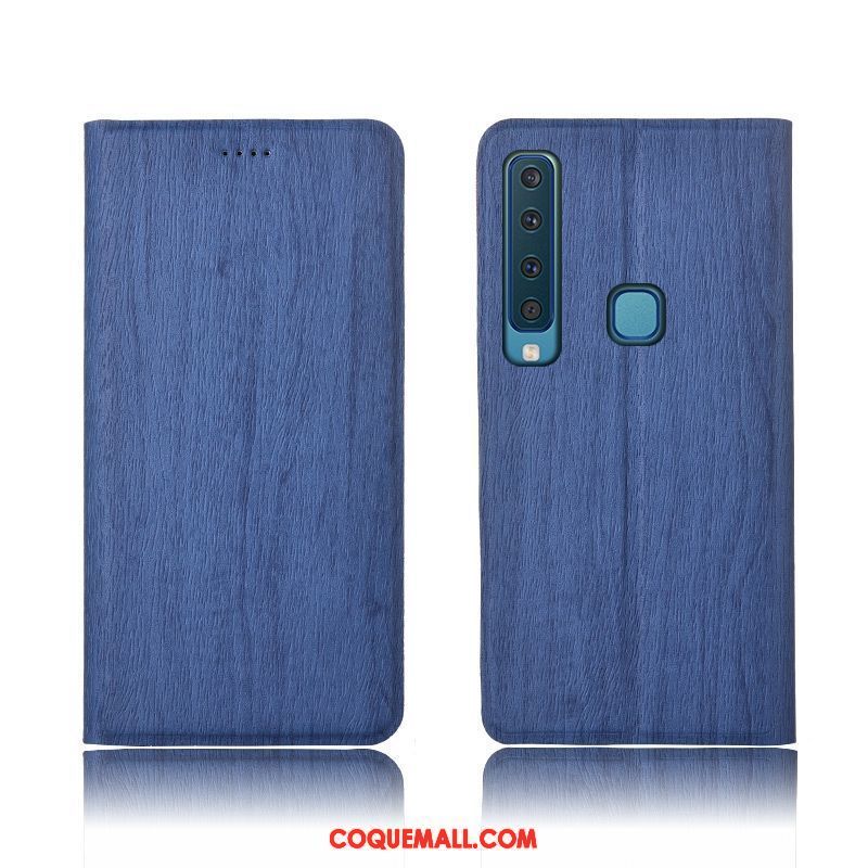 Étui Samsung Galaxy A9 2018 Modèle Fleurie Fluide Doux Téléphone Portable, Coque Samsung Galaxy A9 2018 Bleu Arbres