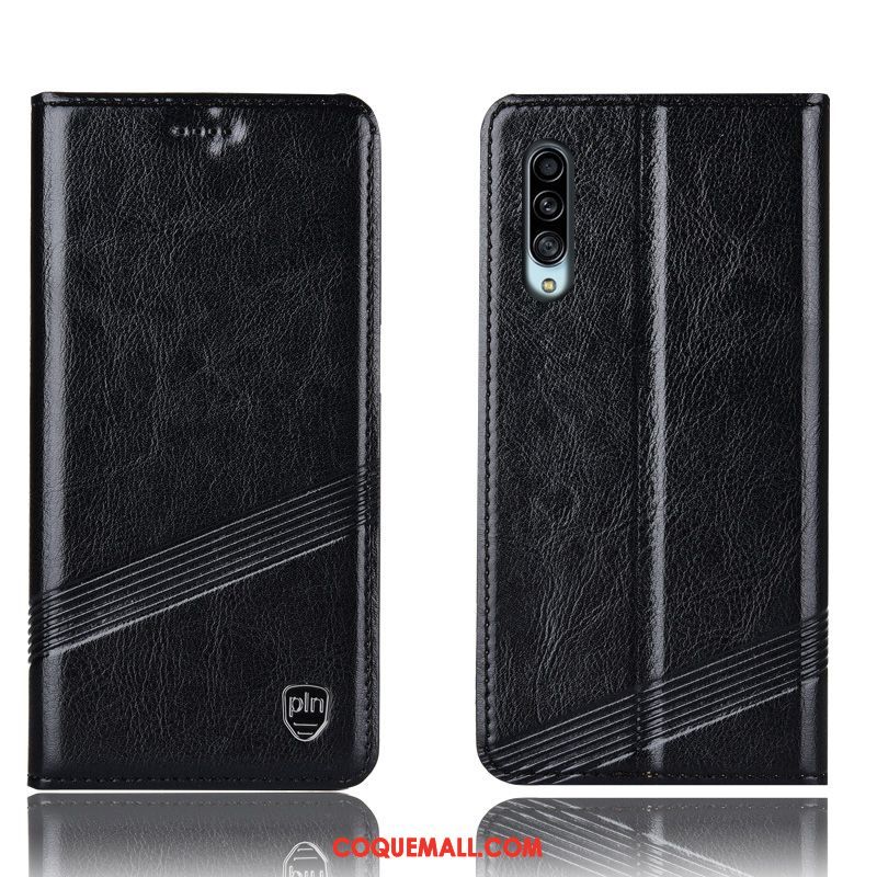 Étui Samsung Galaxy A90 5g Cuir Véritable Noir Protection, Coque Samsung Galaxy A90 5g Tout Compris Incassable